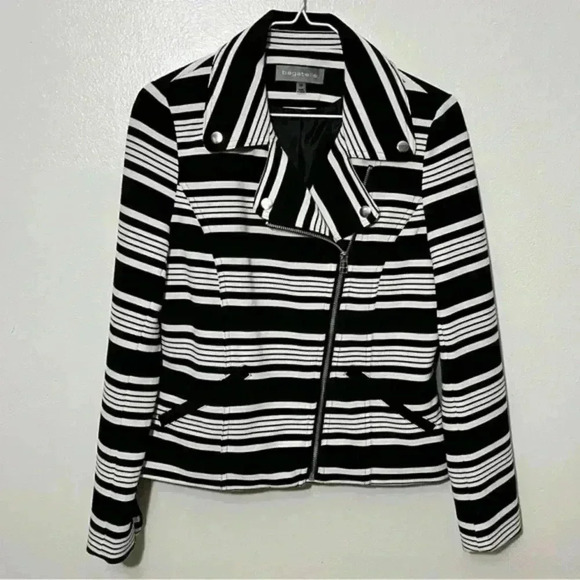 BAGATELLE Striped Moto Zip Up jacket | size Medium - Picture 1 of 11